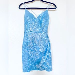 Windsor Blue Sequin Rouched Mini Dress